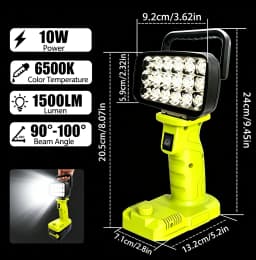 [Your Brand] 18LED Work Light, Stepless Dimmable, USB-C Fast Charging, Compatible with Ryobi 18V One+ Battery, Portable Workshop Lamp（Tool Only）