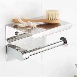 Toilet Paper Roll Holder with Phone Shelf Tissue Rack chrome steel Bathroom NEW