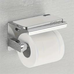 Toilet Paper Roll Holder with Phone Shelf Tissue Rack chrome steel Bathroom NEW