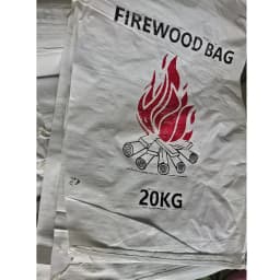 Pack of 100 Printed White Woven Polypropylene Firewood Srotage Bags Size 54x90cm