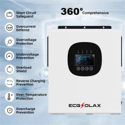 ECGSOLAX 12KW 48V Hybrid PV Solar Inverter Built-in MPPT 230Vac 160A Pure Sine Wave Inverter Max PV 500VDC Battery 48V