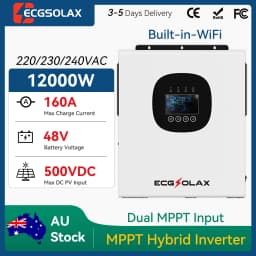 ECGSOLAX 12KW 48V Hybrid PV Solar Inverter Built-in MPPT 230Vac 160A Pure Sine Wave Inverter Max PV 500VDC Battery 48V