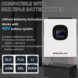 ECGSOLAX 12KW 48V Hybrid PV Solar Inverter Built-in MPPT 230Vac 160A Pure Sine Wave Inverter Max PV 500VDC Battery 48V