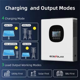 ECGSOLAX 12KW 48V Hybrid PV Solar Inverter Built-in MPPT 230Vac 160A Pure Sine Wave Inverter Max PV 500VDC Battery 48V