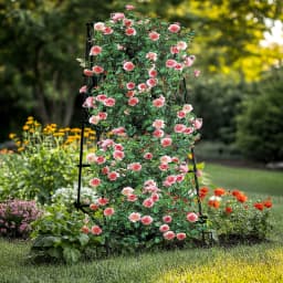 Metal A-Shaped Plant Vegetable Climbing Trills Garden Flower Arch Trellis with Nylon Netting