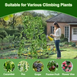 Metal A-Shaped Plant Vegetable Climbing Trills Garden Flower Arch Trellis with Nylon Netting