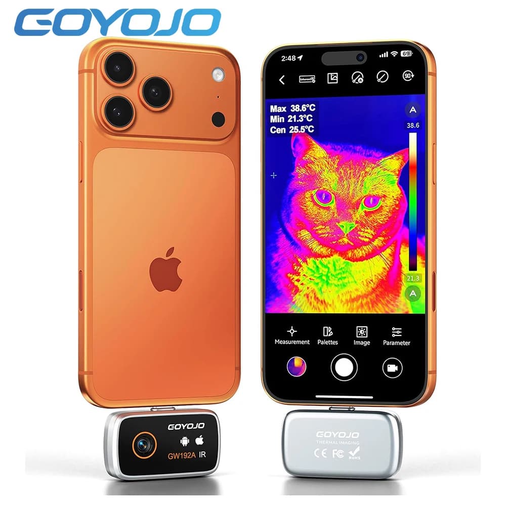 GOYOJO Thermal Imaging Camera for Android/iphone 15/16/17 iOS Series 192x192 IR Resolution– Water Leak Detection HVAC Electrical Plumbing, Automotive Repair, Home Inspection, DIY-USB-C Infrared Imager -4°F~752°F GW340 GW192A