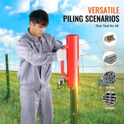 SucceBuy Fence Post Driver with Handle Pole Pounder Heavy Duty Carbon Steel Hand Post Rammer, Fencing Hole Digger for Channel