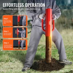 SucceBuy Fence Post Driver with Handle Pole Pounder Heavy Duty Carbon Steel Hand Post Rammer, Fencing Hole Digger for Channel