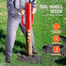 SucceBuy Fence Post Driver with Handle Pole Pounder Heavy Duty Carbon Steel Hand Post Rammer, Fencing Hole Digger for Channel