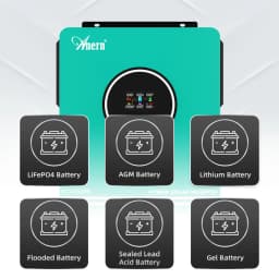 Anern 6.2KW 4.2KW 3KW 1.6KW Hybrid Inverter Off Grid Dual AC Output MPPT 120A on Grid Solar Inverter 48V 24V 12V 230V PV 500Vdc