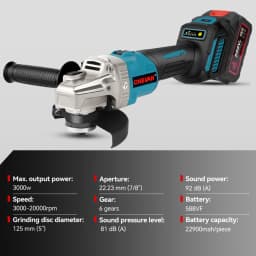 ONEVAN 3000W Brushless Electric Angle Grinder 6 Gears Cordless Portable Polishing Cutting Power Tool For Makita 18V Battery Pin