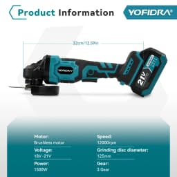 YOFIDRA 2in1 125mm Electric Brushless Angle Grinder 3Gears Woodworking Polisher Cutter Machine Power Tool For Makita Battery Pin