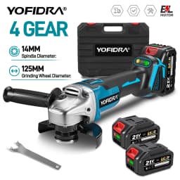 YOFIDRA 125mm M14 Brushless Angle Grinder Cutting Machine Cordless Electric Angle Grinder Power Tools for Makita 21V Battery Pin