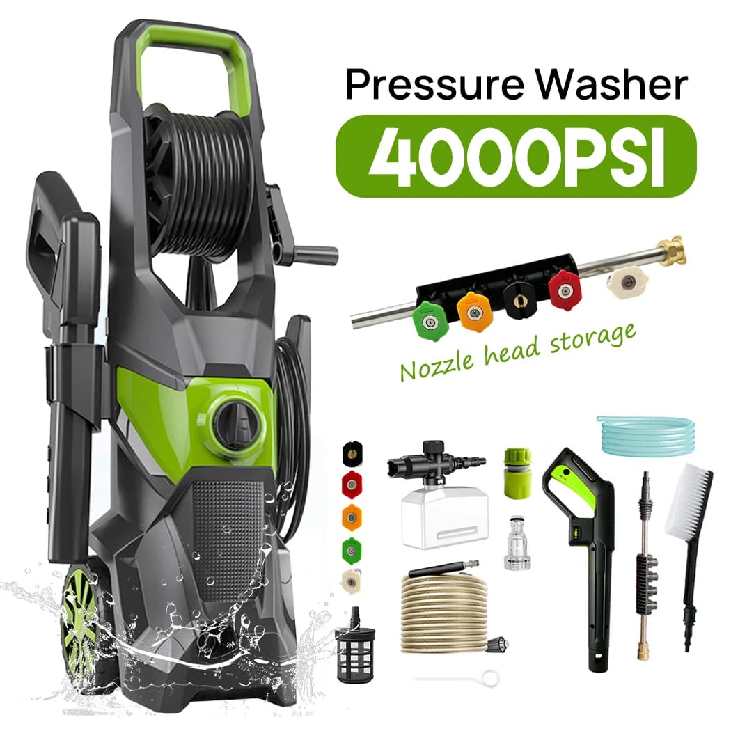 PORIYA 4000PSI High Pressure Washer Cleaner 2500W Electric Water Gurney Pump Hose