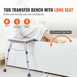 SucceBuy Tub Transfer Bench for Bathtub Shower Seats Lightweight Shower Bench with Non-Slip Bath Seats with Backrest and Armrest