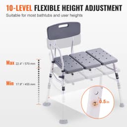 SucceBuy Tub Transfer Bench for Bathtub Shower Seats Lightweight Shower Bench with Non-Slip Bath Seats with Backrest and Armrest