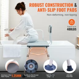 SucceBuy Tub Transfer Bench for Bathtub Shower Seats Lightweight Shower Bench with Non-Slip Bath Seats with Backrest and Armrest