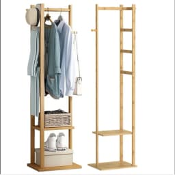 Bamboo Corner Coat Rack Stand Hall Tree Entryway Clothing Organizer Eco-Friendly Storage for Living Room Bedroom