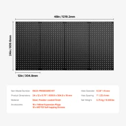 SucceBuy 24" x12" 4pcs Metal Pegboard Panels Steel Wall Tools Organizer Garage Storage Peg Panel for Workbench Office Craft Home