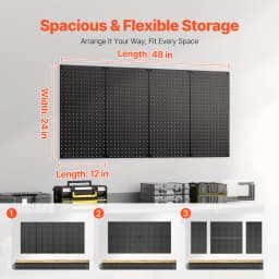 SucceBuy 24" x12" 4pcs Metal Pegboard Panels Steel Wall Tools Organizer Garage Storage Peg Panel for Workbench Office Craft Home