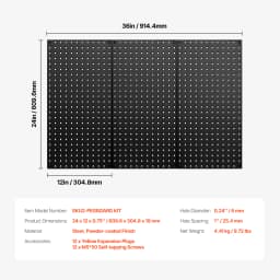 SucceBuy 24" x12" 4pcs Metal Pegboard Panels Steel Wall Tools Organizer Garage Storage Peg Panel for Workbench Office Craft Home