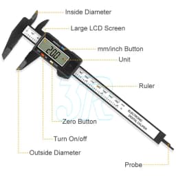 Electronic Digital Vernier Caliper Micrometer Gauge Carbon Fiber150mm 6'' Inch