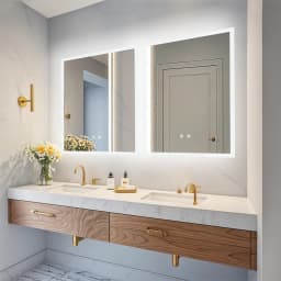 LUVODI 40/50/60/70/80cm Backlit Bathroom Mirror with Touch Sensor Anti Fog Illuminated Vanity Mirror for Modern Bath Decor