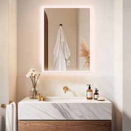 LUVODI 40/50/60/70/80cm Backlit Bathroom Mirror with Touch Sensor Anti Fog Illuminated Vanity Mirror for Modern Bath Decor