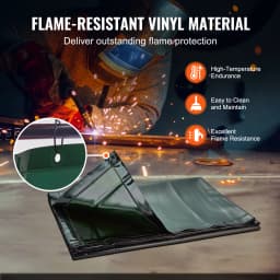 SucceBuy Welding Screen w/ Frame 6'x8' Welding Curtain Flame-Resistant Vinyl Welding Protection Screen for Workshop Industrial