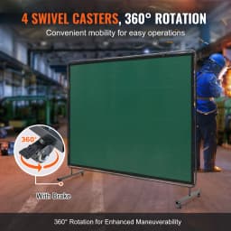 SucceBuy Welding Screen w/ Frame 6'x8' Welding Curtain Flame-Resistant Vinyl Welding Protection Screen for Workshop Industrial