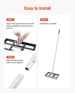 SucceBuy Lawn Leveling Rake with Handle Ground Plate Rust-Resistant Carbon Steel Soil Leveler Effort Saving Lawn Leveling