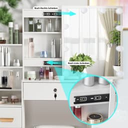 White Modern Vanity Table Set with LED Lighted Mirror & Stool Drawer Storage Makeup Dressing Table for Bedroom Cosmetic