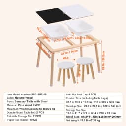 SucceBuy Wooden Sensory Table for Kids Activity with 3 Foldable Storage Bins & Double-Sided Board Indoor/Outdoor for Studying