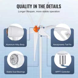 SucceBuy Wind Turbine Generator 12 V 500W/800W Wind Turbine Wind Power Generator with MPPT Controller Suitable for Farm Home RVs