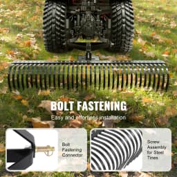 SucceBuy Tow Behind Dethatcher 72-inch Tow Dethatcher with 36Steel Tines 3-Point Lawn Dethatcher with Attachments for Tractor