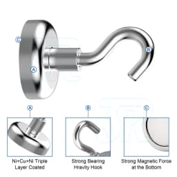 6x 12Lb Magnet Hanging Hooks Rare Earth Neodymium Strong Magnetic Hanger Holder