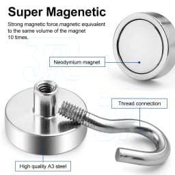 6x 12Lb Magnet Hanging Hooks Rare Earth Neodymium Strong Magnetic Hanger Holder