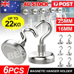 6x 12Lb Magnet Hanging Hooks Rare Earth Neodymium Strong Magnetic Hanger Holder