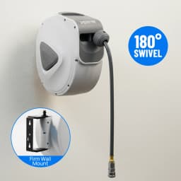 PORIYA 10m/20m Air Hose Reel with Quick Fitting Wall Mounted Auto Rewind Any Position Stop