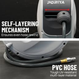 PORIYA 10m/20m Air Hose Reel with Quick Fitting Wall Mounted Auto Rewind Any Position Stop