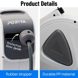 PORIYA 10m/20m Air Hose Reel with Quick Fitting Wall Mounted Auto Rewind Any Position Stop