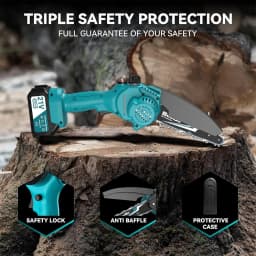 SEESII 6'' Cordless Mini Chainsaw with 2pcs 4.0Ah Batteries Electric Saw Rechargeable Woodworking Garden Pruning Saw Power Tools