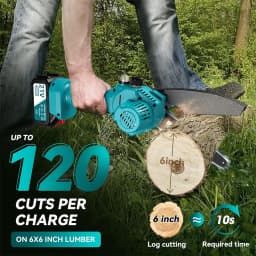 SEESII 6'' Cordless Mini Chainsaw with 2pcs 4.0Ah Batteries Electric Saw Rechargeable Woodworking Garden Pruning Saw Power Tools