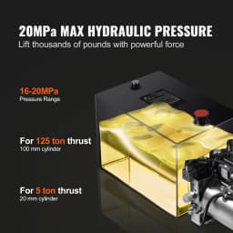 SucceBuy Hydraulic Pump 15 Quart Hydraulic Power Unit Double Acting Dump Trailer Pump, 0.91GPM Flow Rate DC 12V Hydraulic Pump