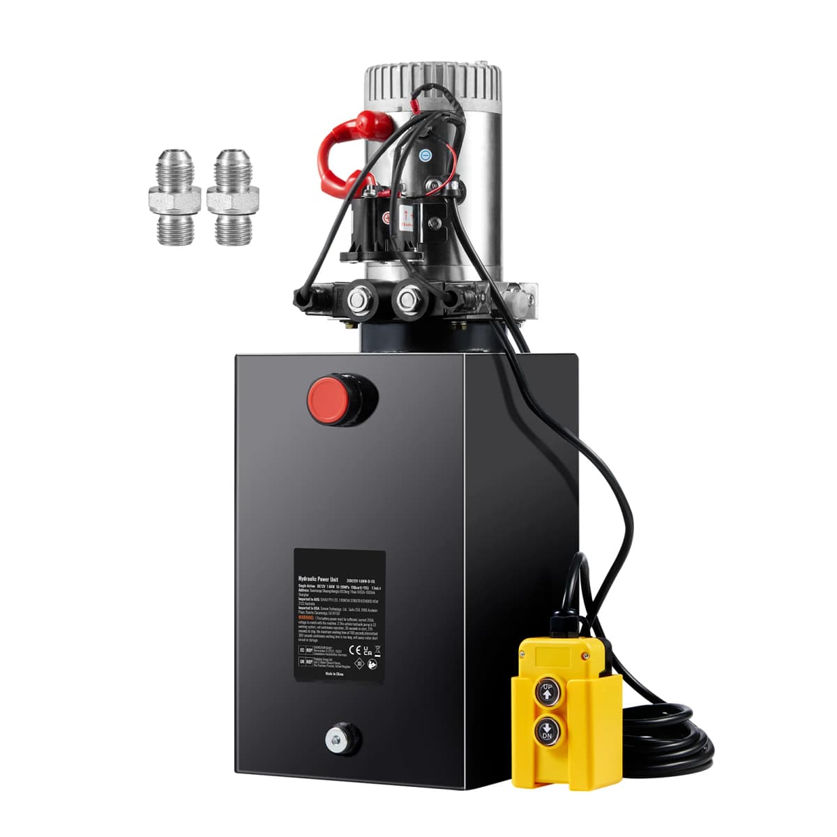 SucceBuy Hydraulic Pump 15 Quart Hydraulic Power Unit Double Acting Dump Trailer Pump, 0.91GPM Flow Rate DC 12V Hydraulic Pump