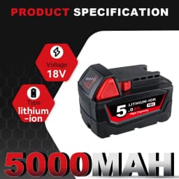 1/2/4Pcs 5.0Ah 18v Li-on Replace for Milwaukee M18 Battery Pin Suit for Milwaukee 18V Cordless Power Tools with M12-18C Charger