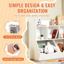 SucceBuy Kid Storage Cubby Toy Storage Organizer with Bookshelf Children Book Toy Shelf for Kids Room Playroom Kindergarten