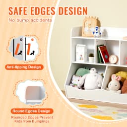 SucceBuy Kid Storage Cubby Toy Storage Organizer with Bookshelf Children Book Toy Shelf for Kids Room Playroom Kindergarten