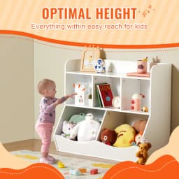 SucceBuy Kid Storage Cubby Toy Storage Organizer with Bookshelf Children Book Toy Shelf for Kids Room Playroom Kindergarten